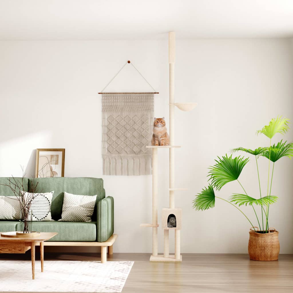 Floor to Ceiling Cat Tree Cream 258.5-284.5 cm