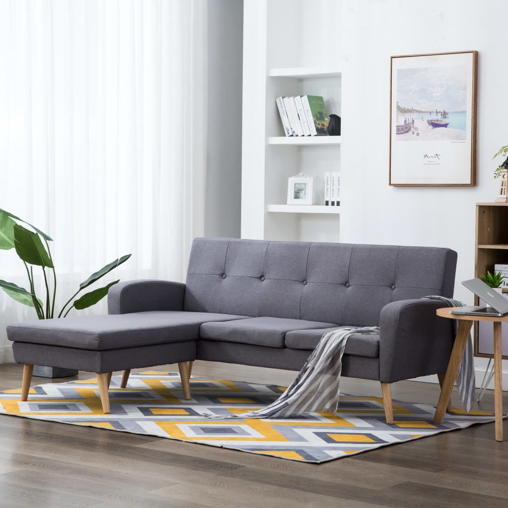 vidaXL Καναπές Γωνιακός Ανοιχτό Γκρι 186 x 136 x 79 εκ. Υφασμάτινος