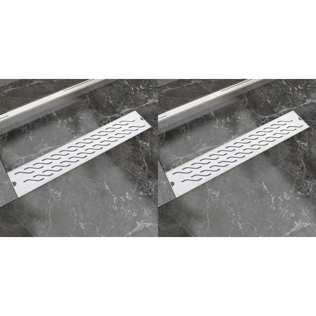 Linear Shower Drain 2 pcs Wave 630x140 mm Stainless Steel