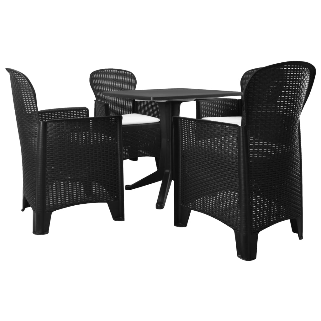 vidaXL 5-tlg. Garten-Essgruppe Kunststoff Rattan Anthrazit