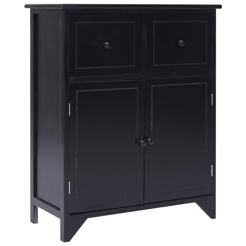 Side Cabinet Black 60x30x75 cm Paulownia Wood