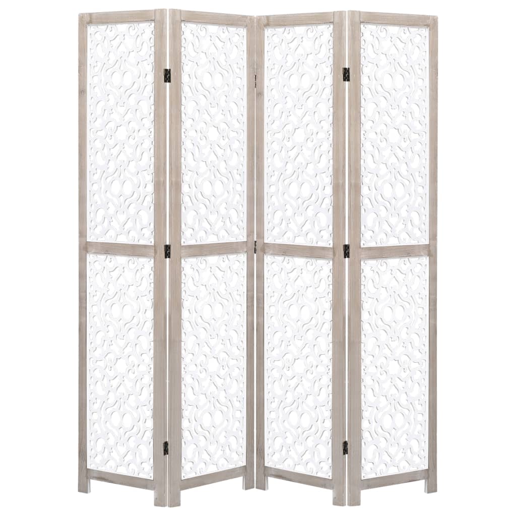 4-Panel Room Divider White 140x165 cm Solid Wood