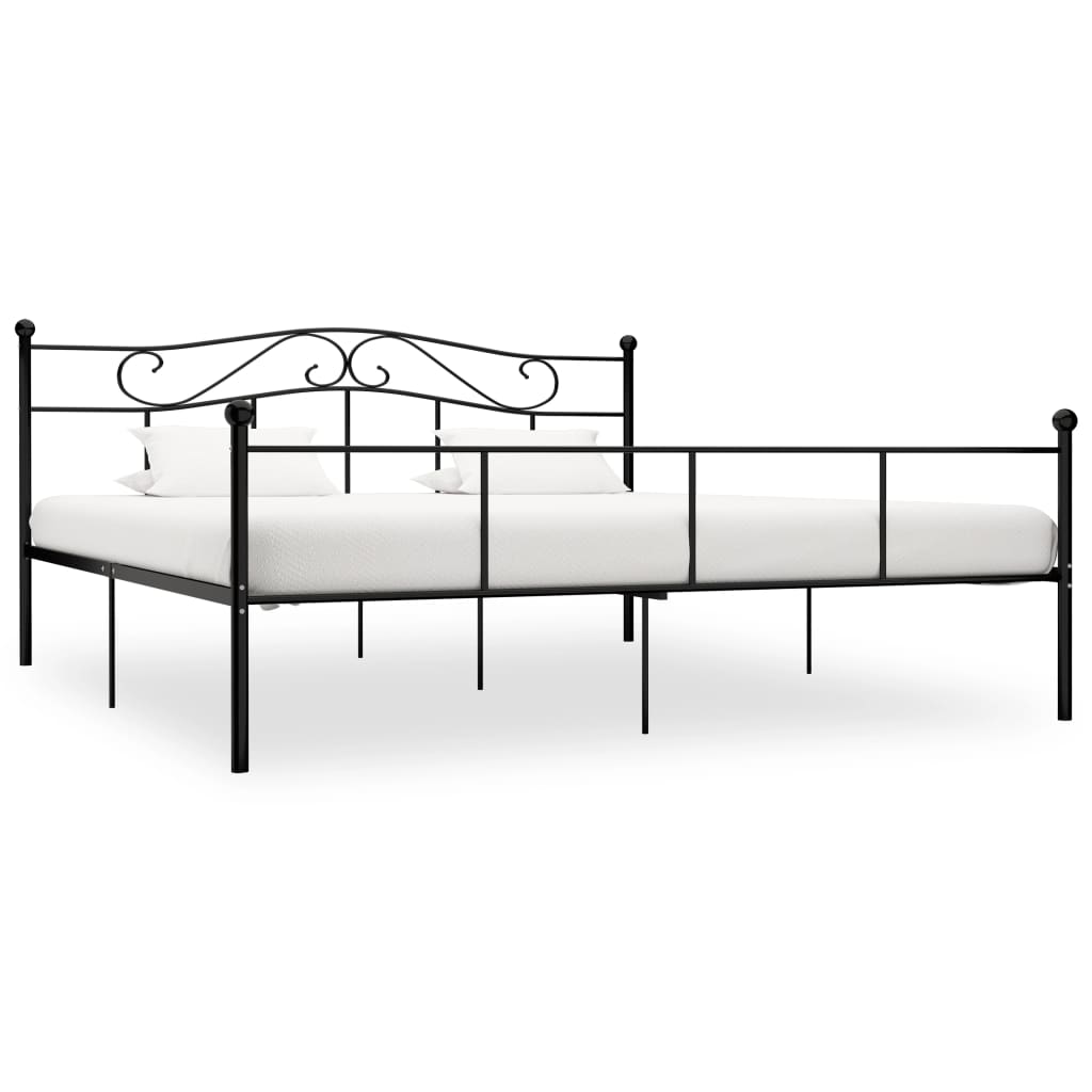 Bettgestell Schwarz Metall 200×200 cm