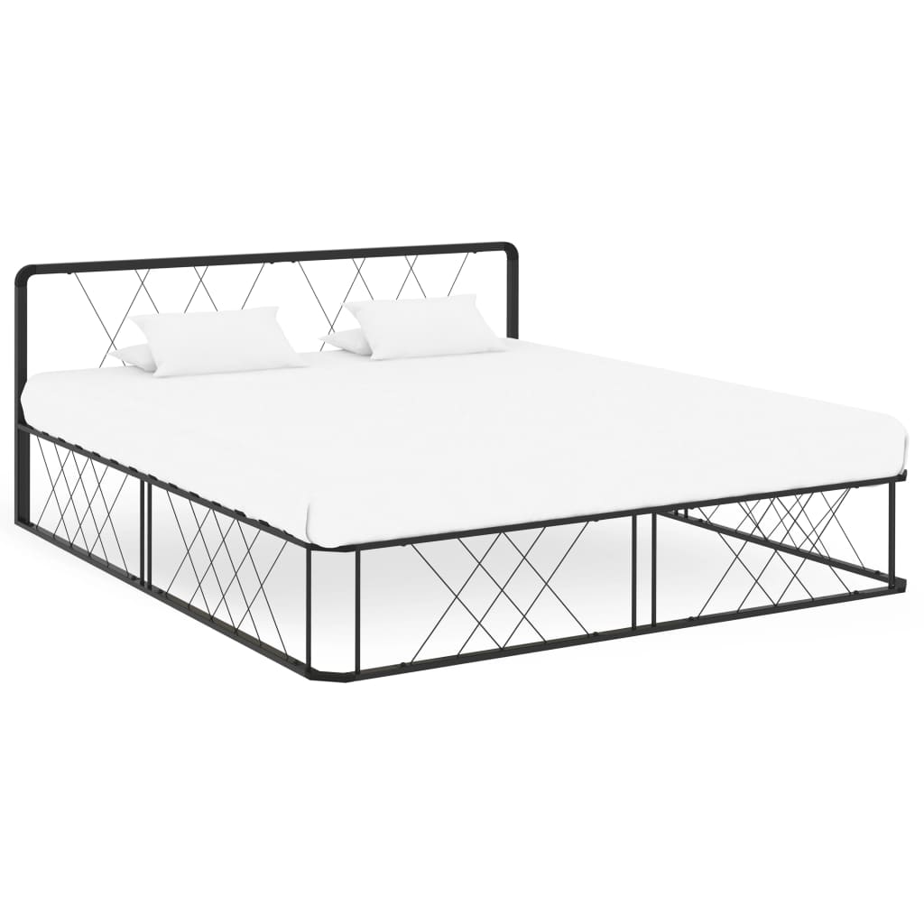 Bettgestell Schwarz Metall 200×200 cm