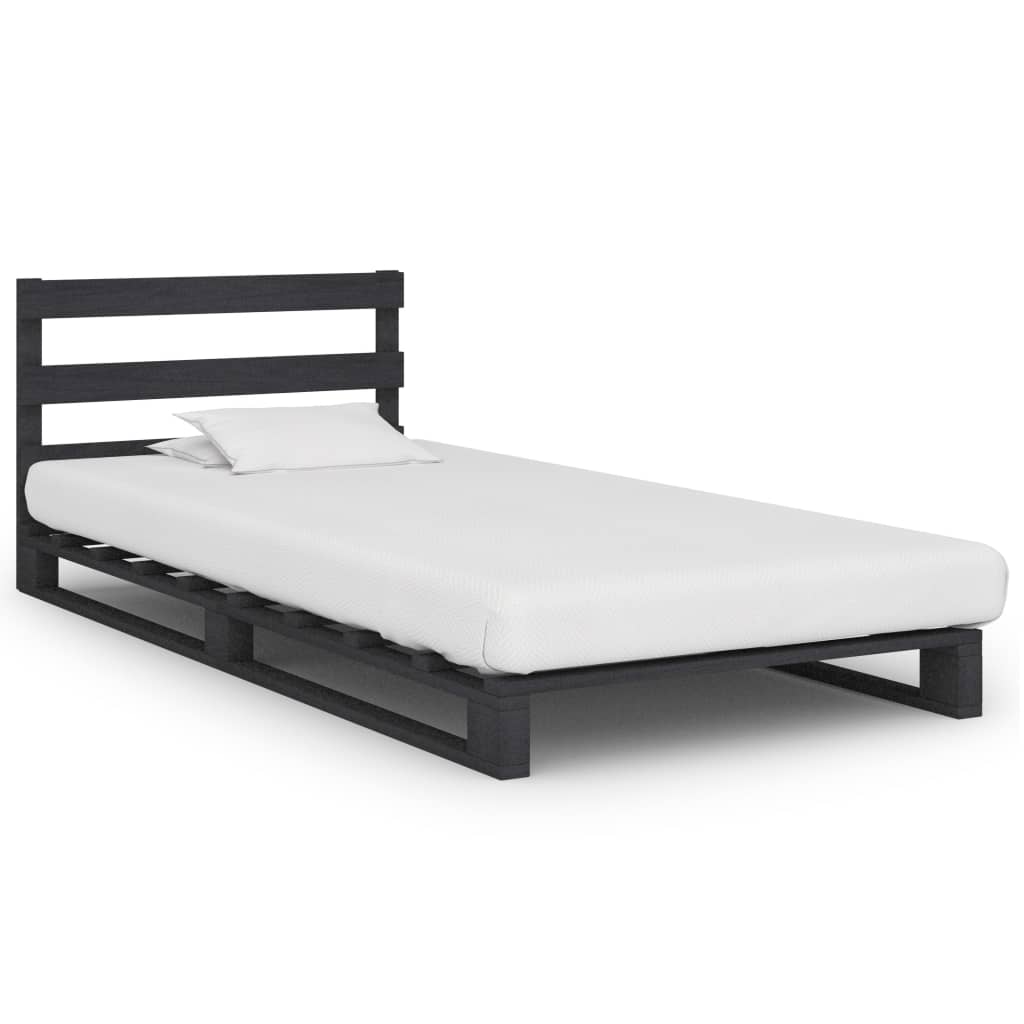Palettenbett Grau Massivholz Kiefer 90×200 cm