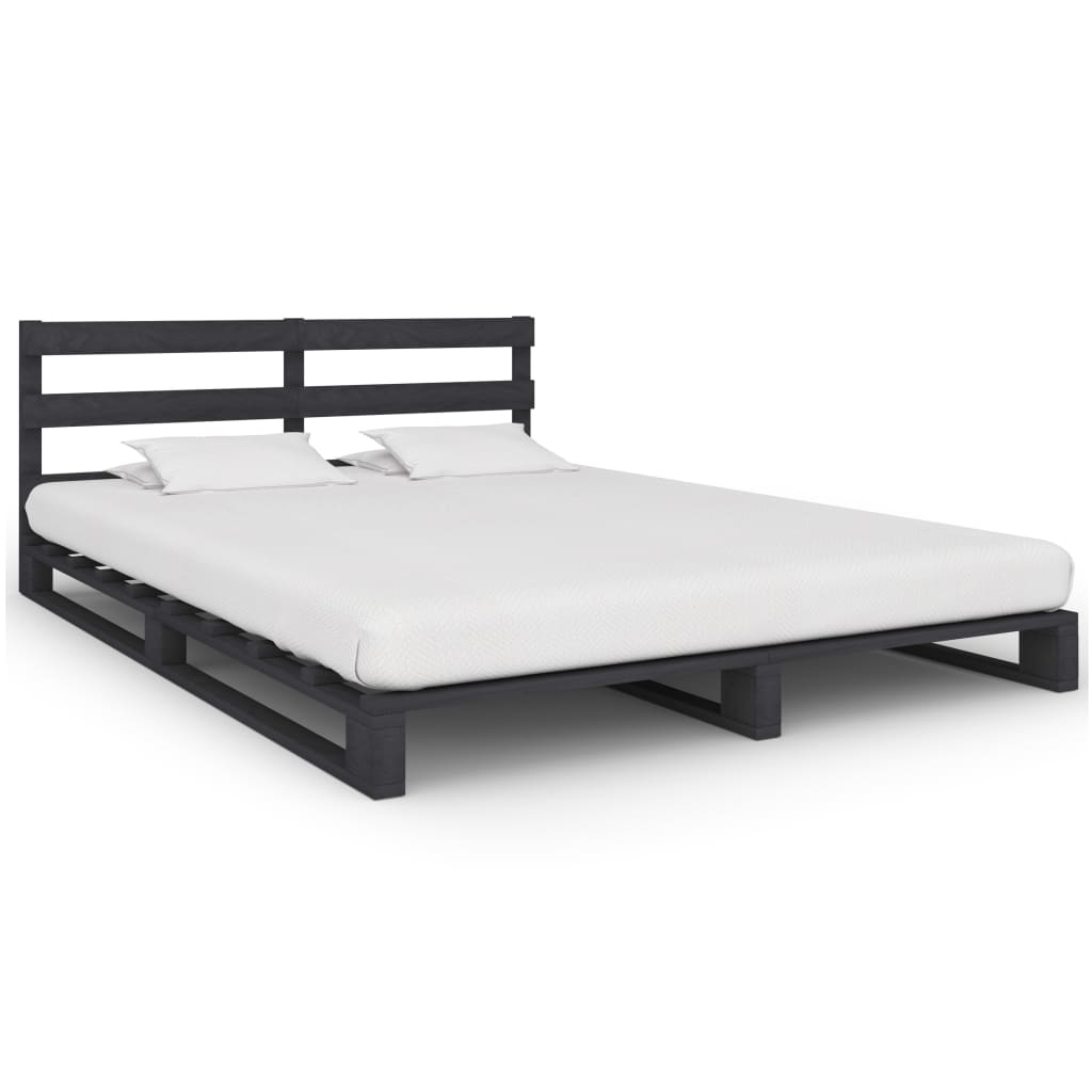 Palettenbett Grau Massivholz Kiefer 120×200 cm