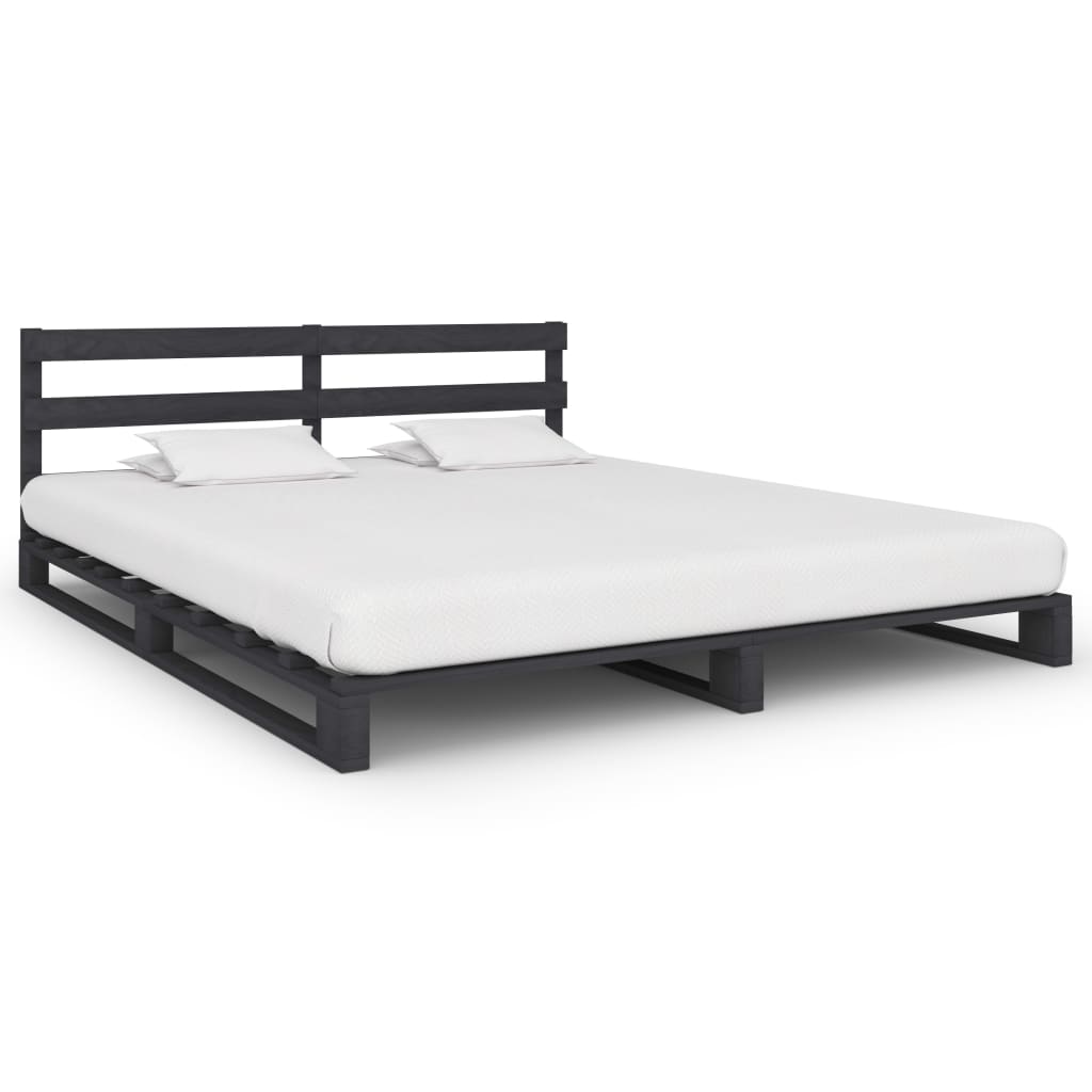 Palettenbett Grau Massivholz Kiefer 180×200 cm