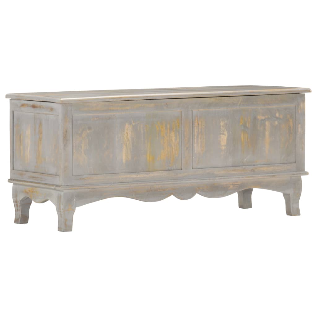 Aufbewahrungstruhe Grau 100 x 38 x 45 cm Massivholz Mango