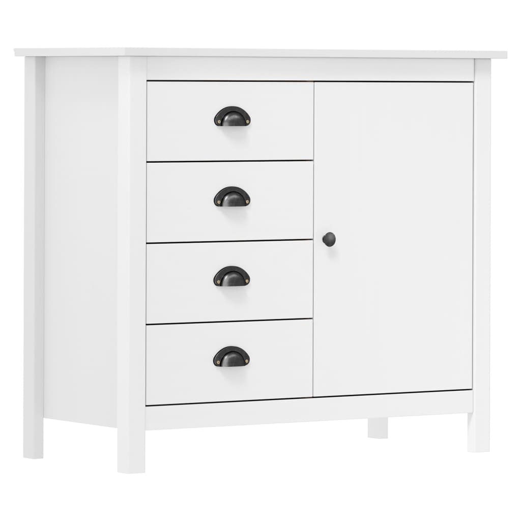 vidaXL Sideboard Hill Weiß 91x40x80 cm Massivholz Kiefer