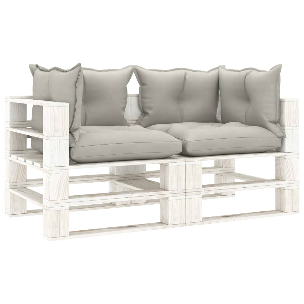 Garden Pallet Sofa 2-Seater with Taupe Cushions Wood