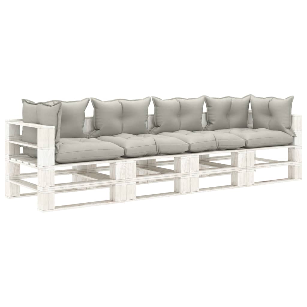 Garden Pallet Sofa 4-Seater with Taupe Cushions Wood