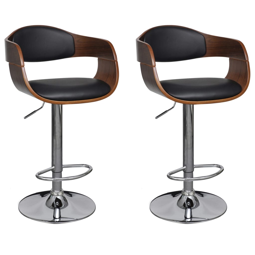 3052716 Bar Stools 2 pcs Black Bent Wood and Faux Leather (2x241053)