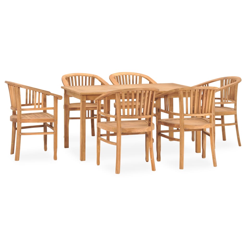 7 Piece Garden Dining Set Solid Teak Wood