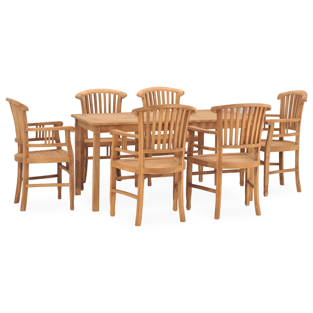 7 Piece Garden Dining Set Solid Teak Wood