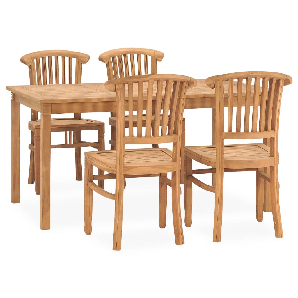 5 Piece Garden Dining Set Solid Teak Wood