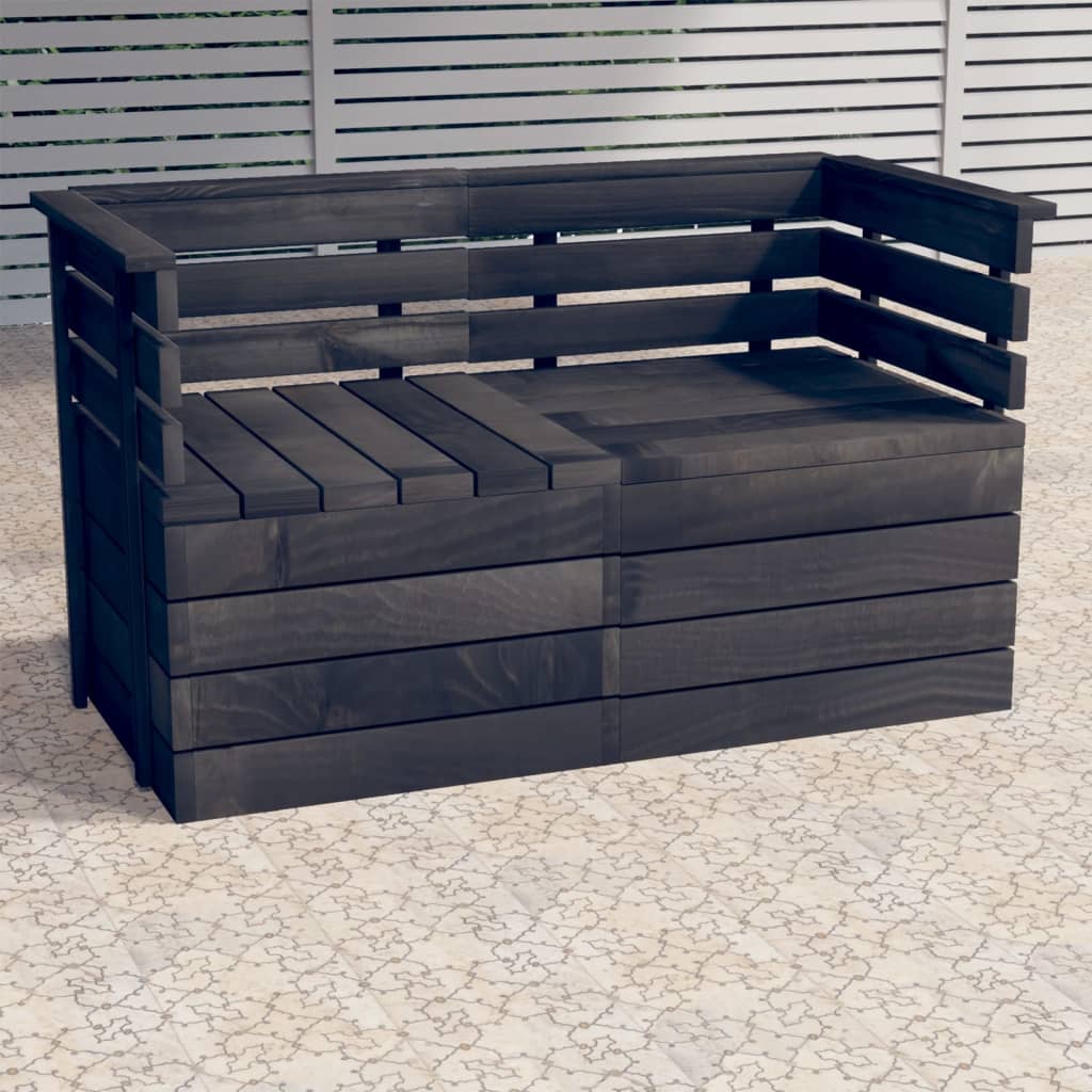 Garden 2-Seater Pallet Sofa Dark Grey Solid Pinewood