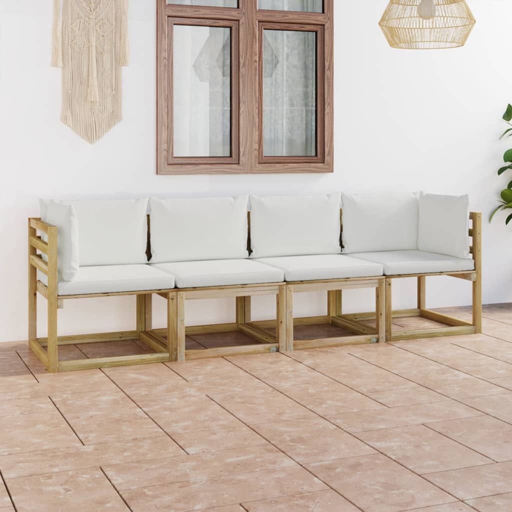 4-Seater Garden Sofa with Cream Cushions