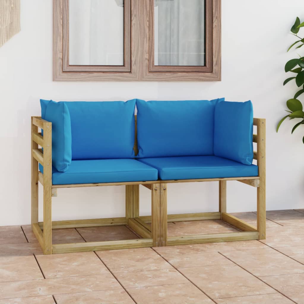 Garden Corner Sofas & Cushions 2 pcs Green Impregnated Pinewood