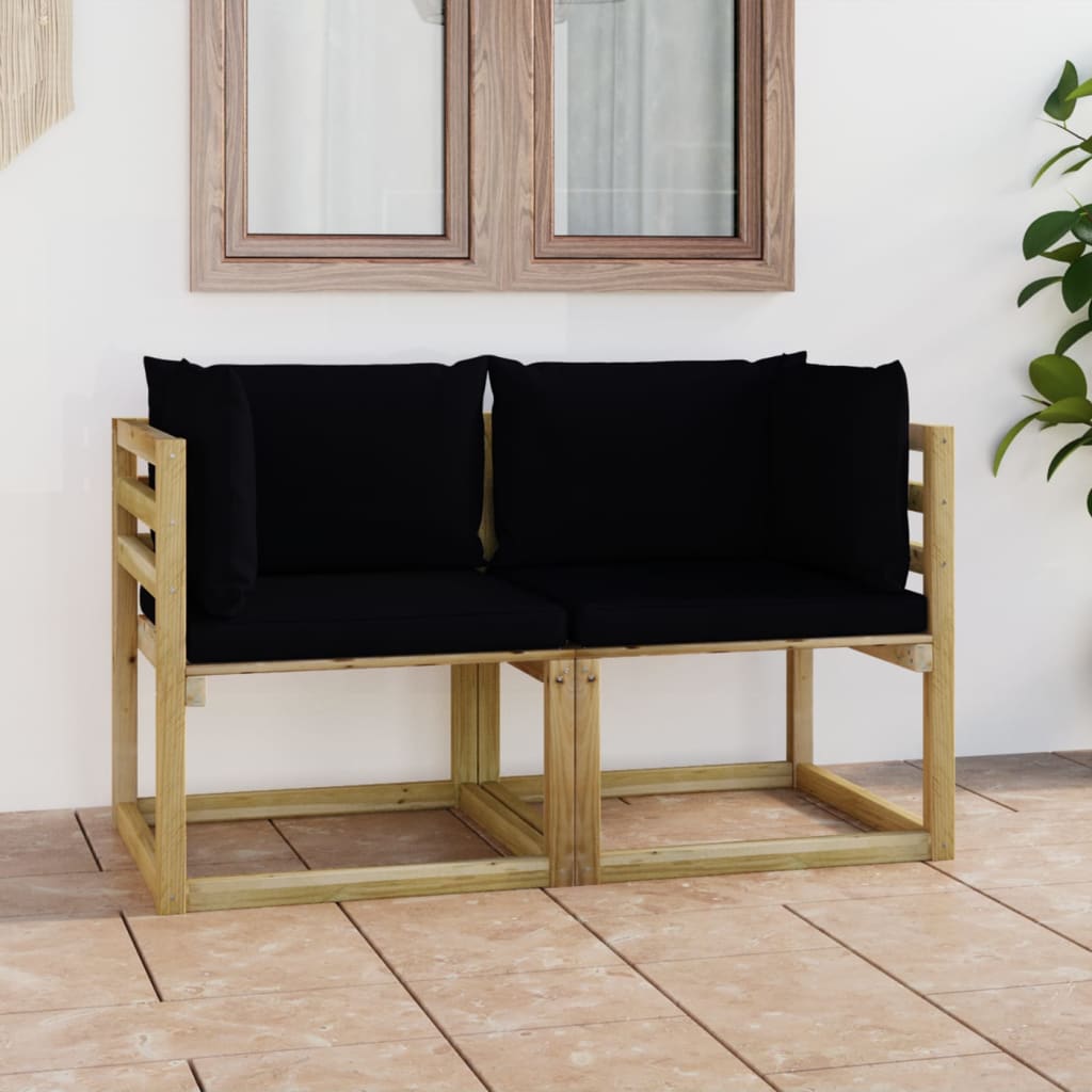 Garden Corner Sofas & Cushions 2 pcs Green Impregnated Pinewood