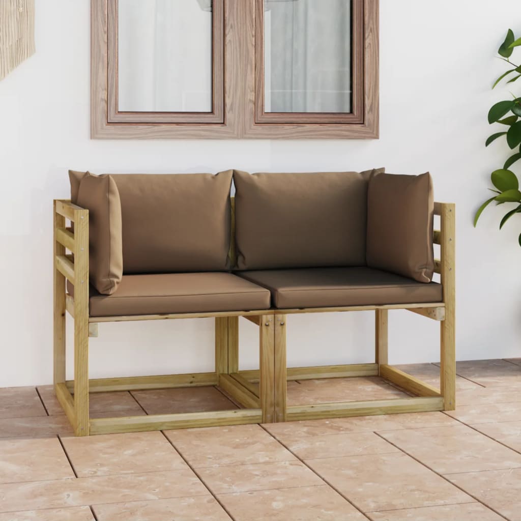 Garden Corner Sofas & Cushions 2 pcs Green Impregnated Pinewood