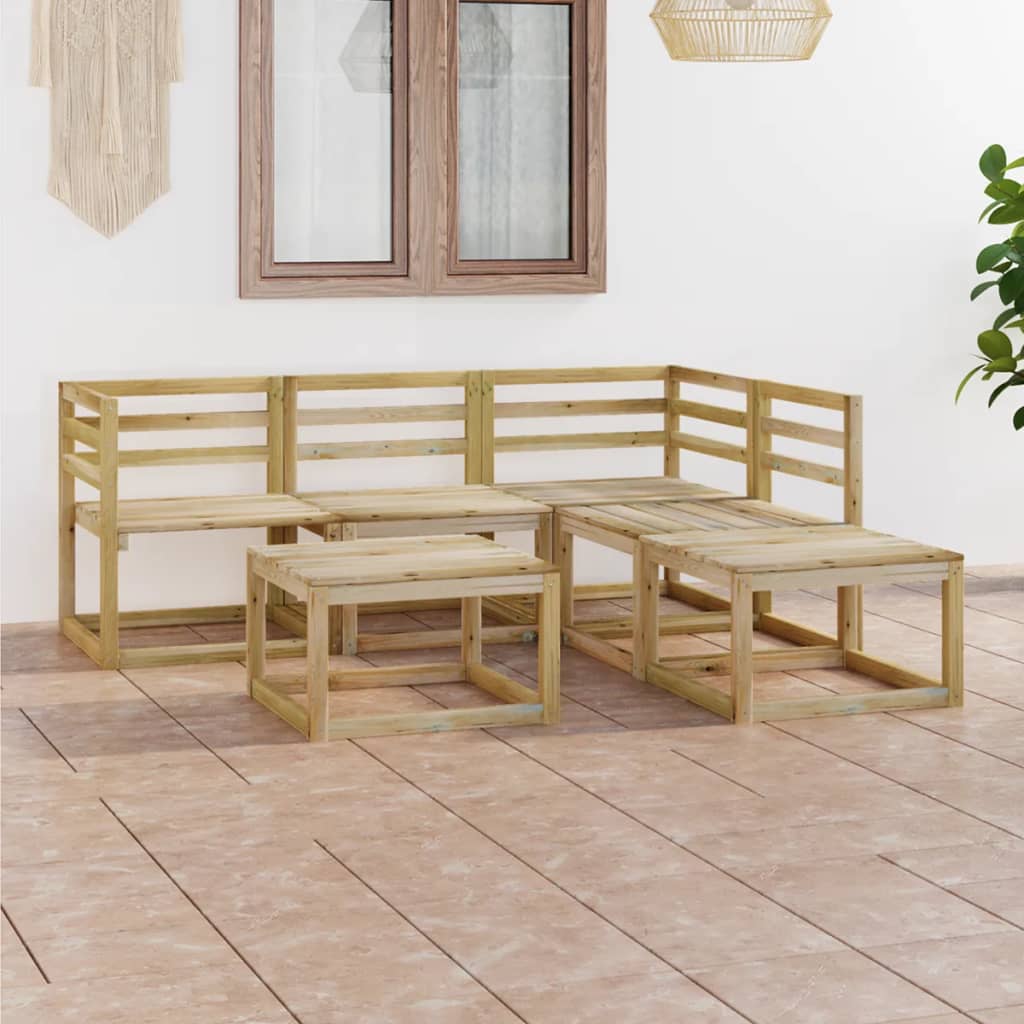 6 Piece Garden Lounge Set Green Impregnated Pinewood