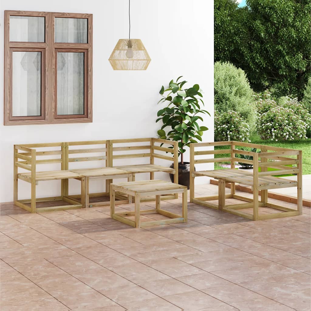 6 Piece Garden Lounge Set Green Impregnated Pinewood