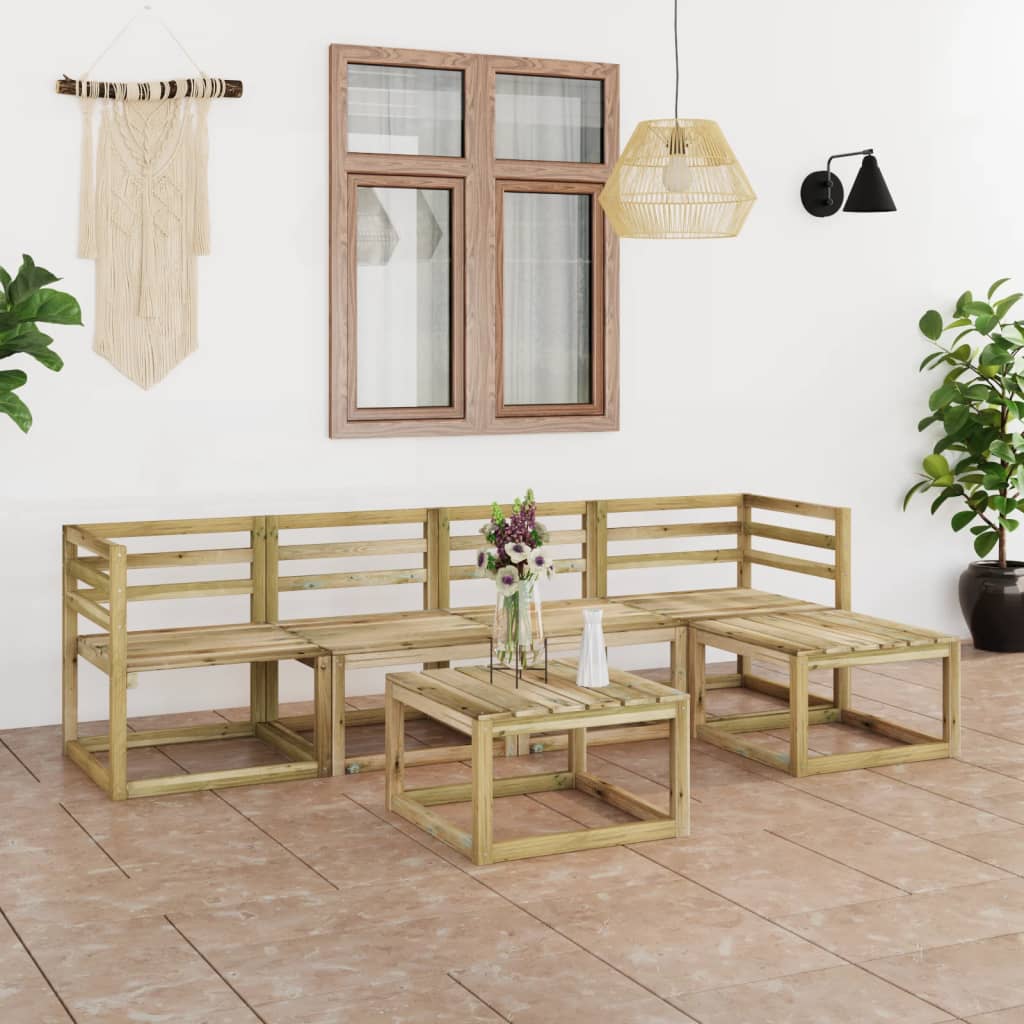 6 Piece Garden Lounge Set Green Impregnated Pinewood