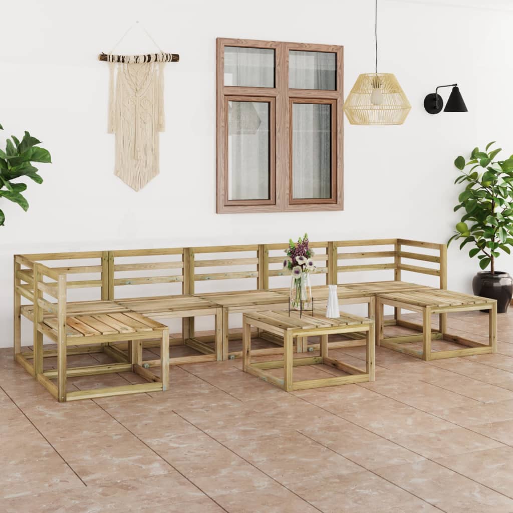 8 Piece Garden Lounge Set Green Impregnated Pinewood