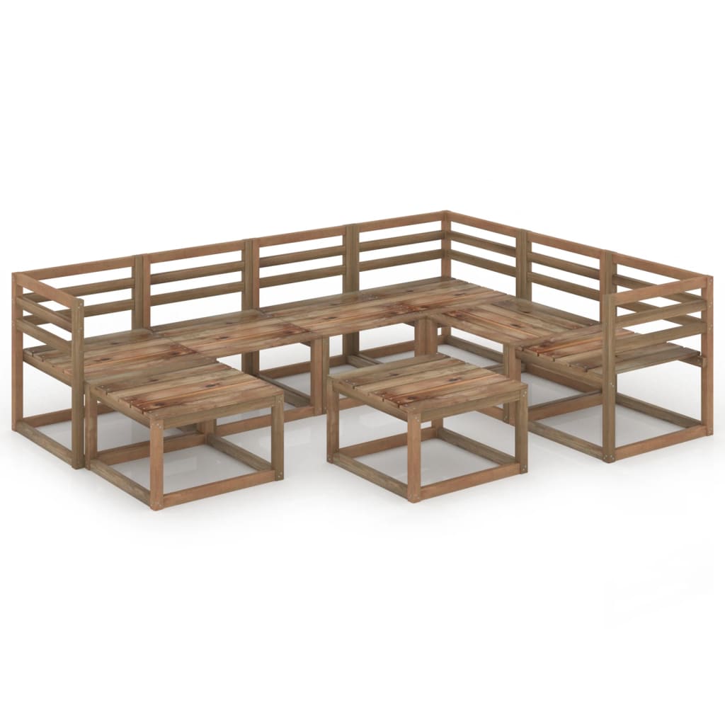 8 Piece Garden Lounge Set Brown Impregnated Pinewood