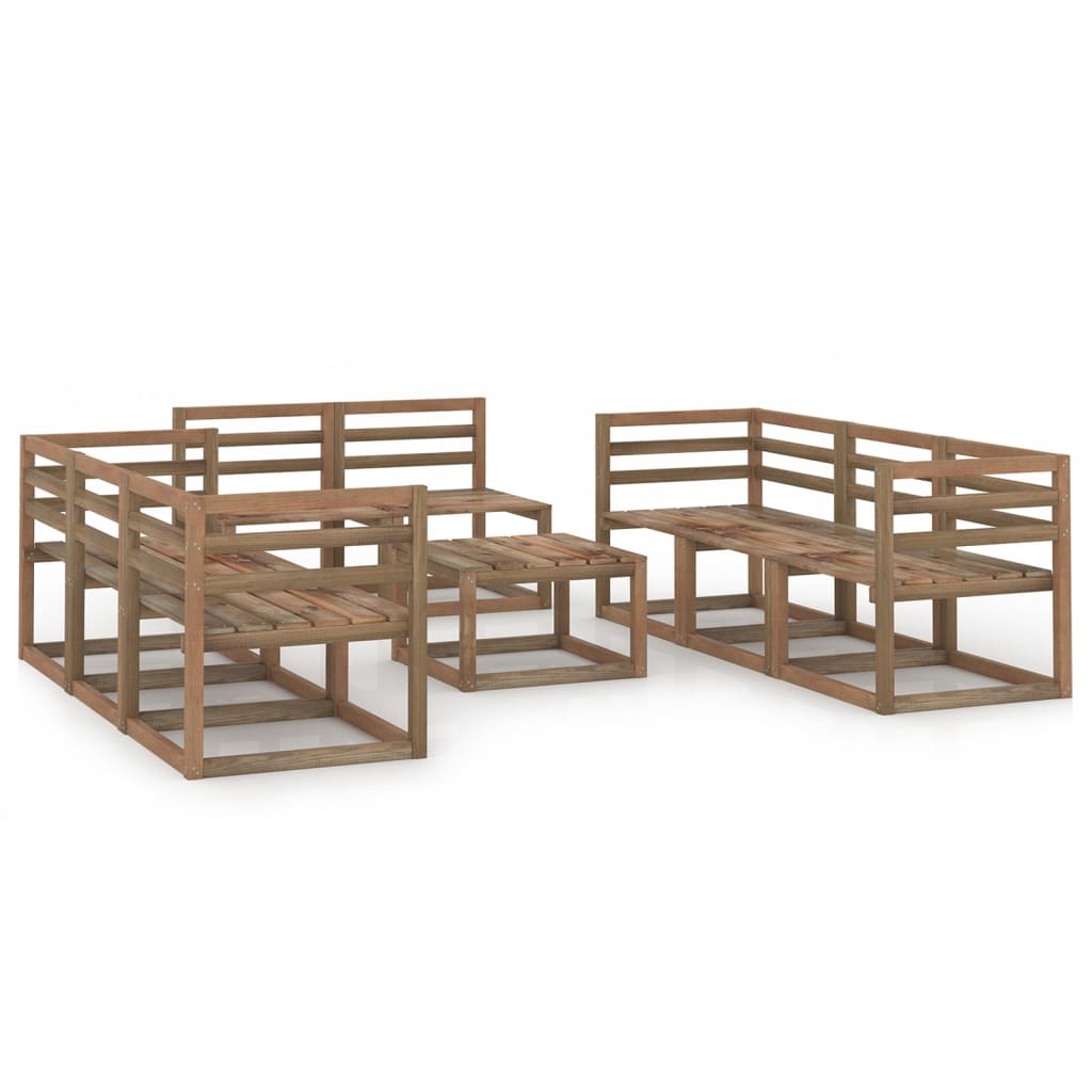 9 Piece Garden Lounge Set Brown Impregnated Pinewood