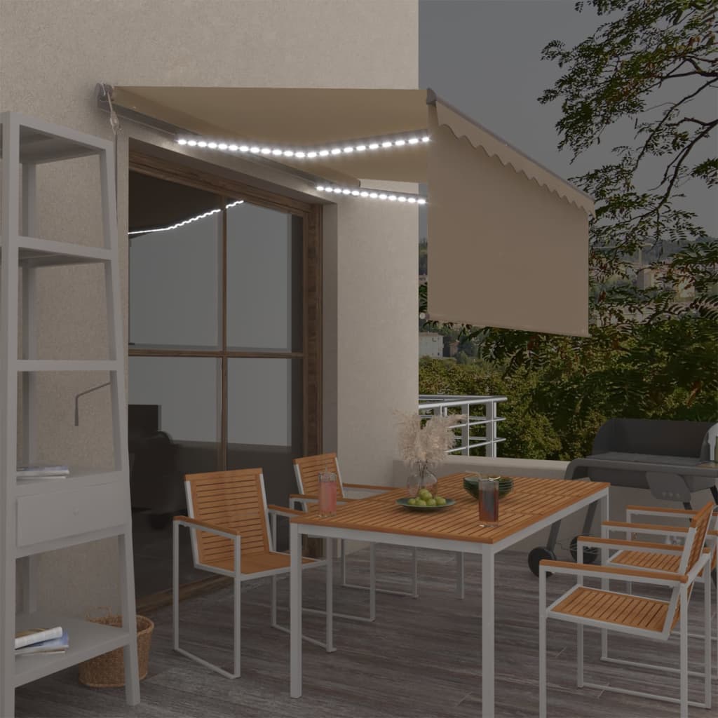 Τέντα Αυτόματη με Σκίαστρο/LED/Αισθ. Ανέμου Κρεμ 3 x 2,5 μ.