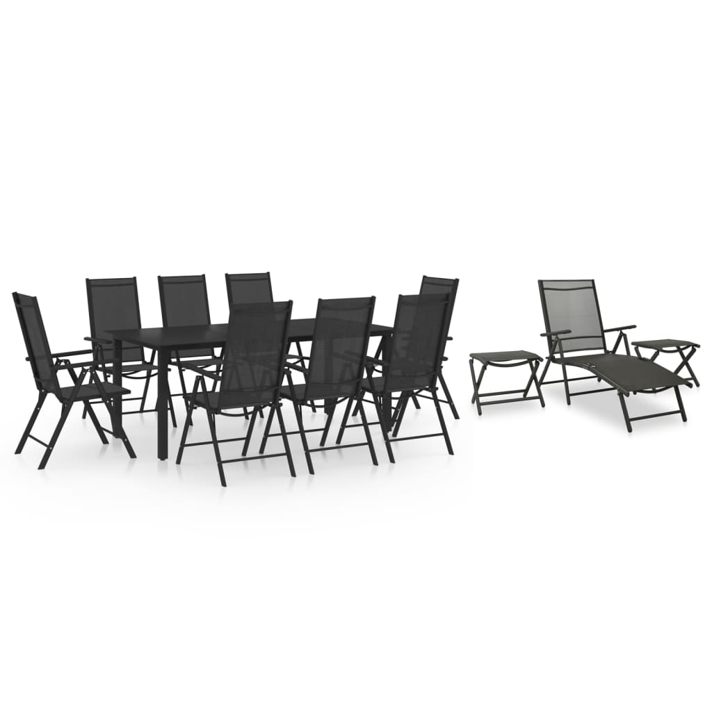 12 Piece Garden Dining Set Black