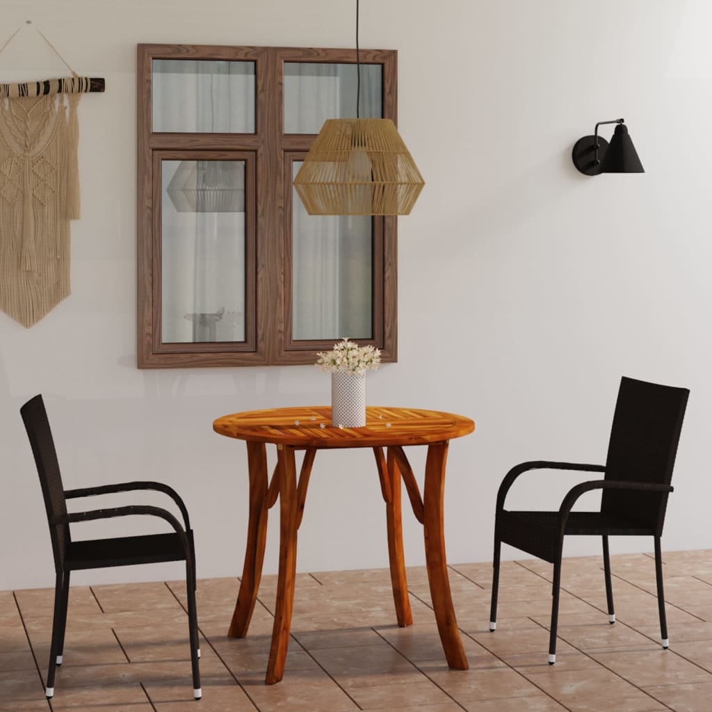 3 Piece Garden Dining Set Black