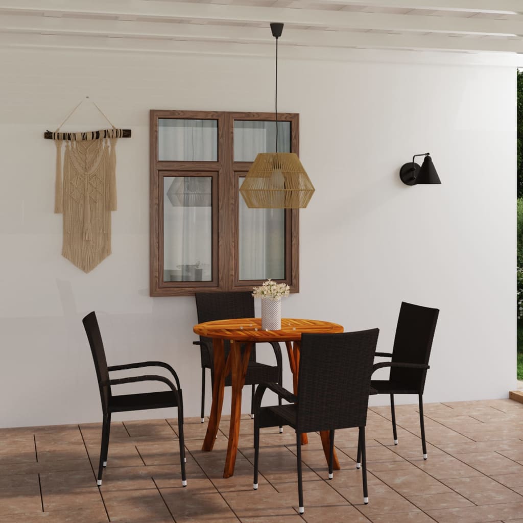 5 Piece Garden Dining Set Brown
