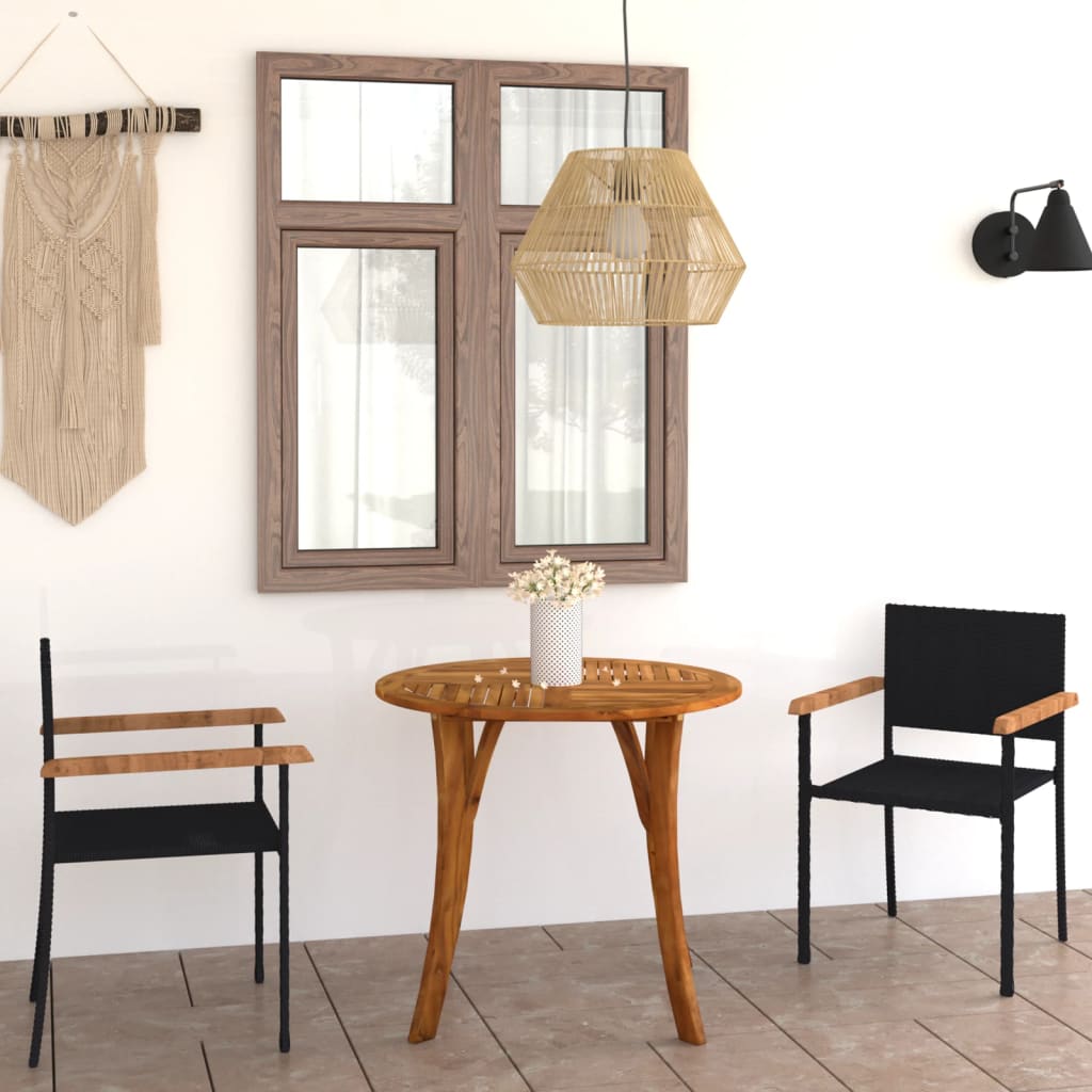 3 Piece Garden Dining Set Black
