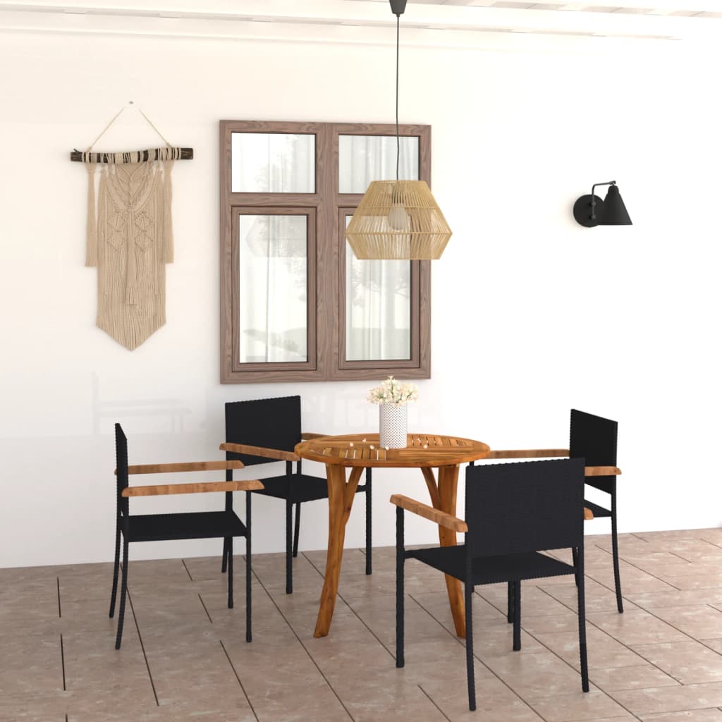 5 Piece Garden Dining Set Black