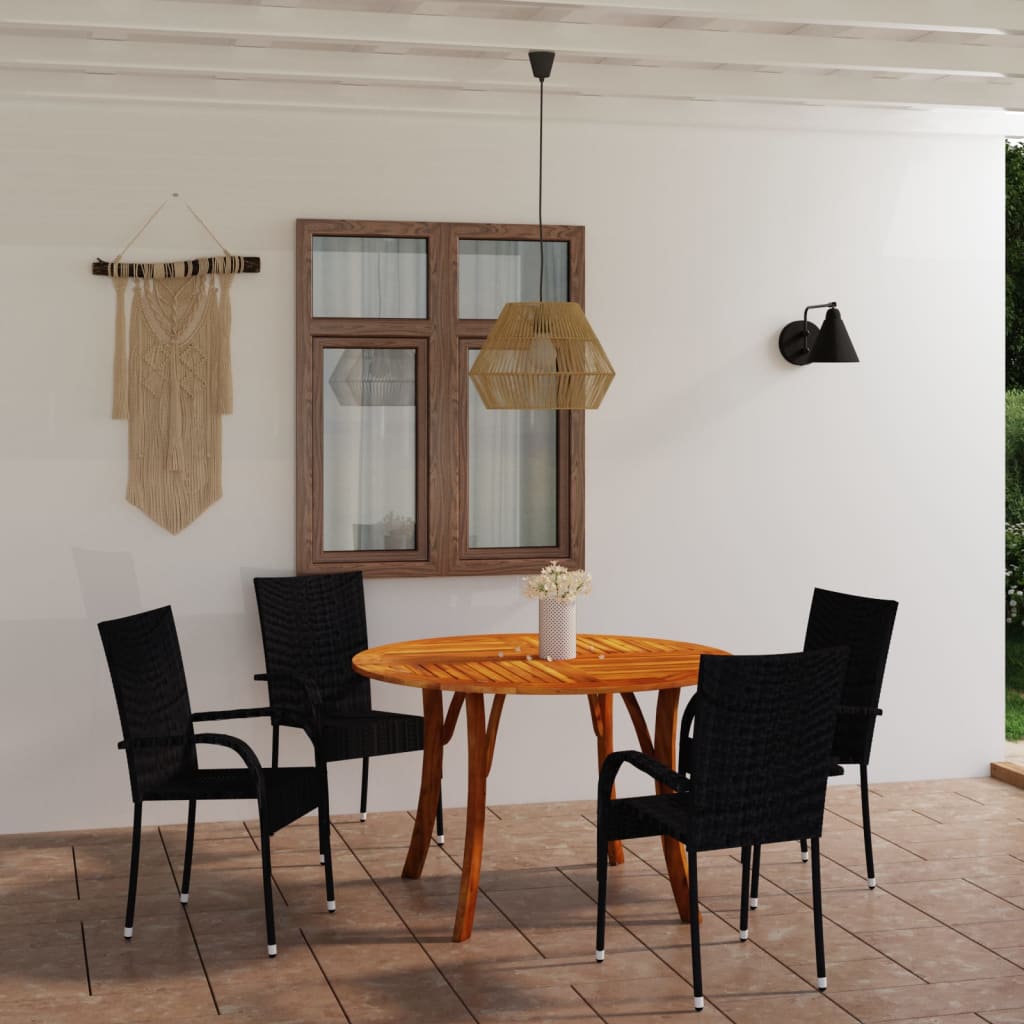 5 Piece Garden Dining Set Black