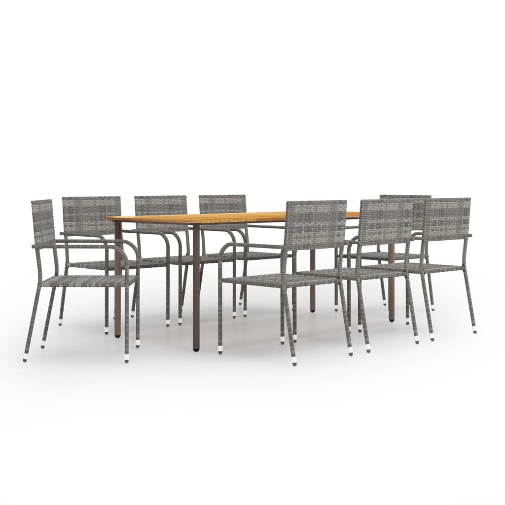 9 Piece Garden Dining Set Poly Rattan Anthracite