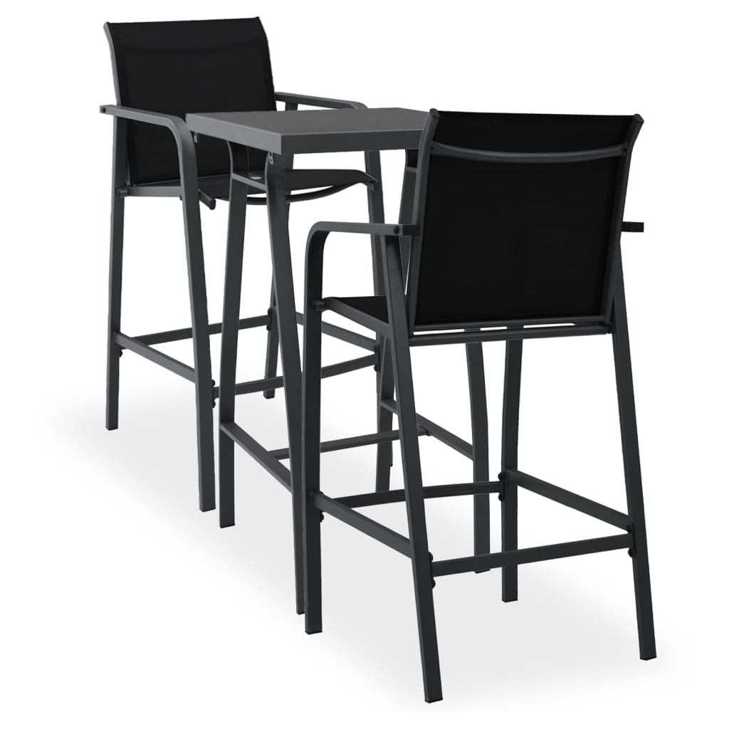 3 Piece Garden Bar Set Black