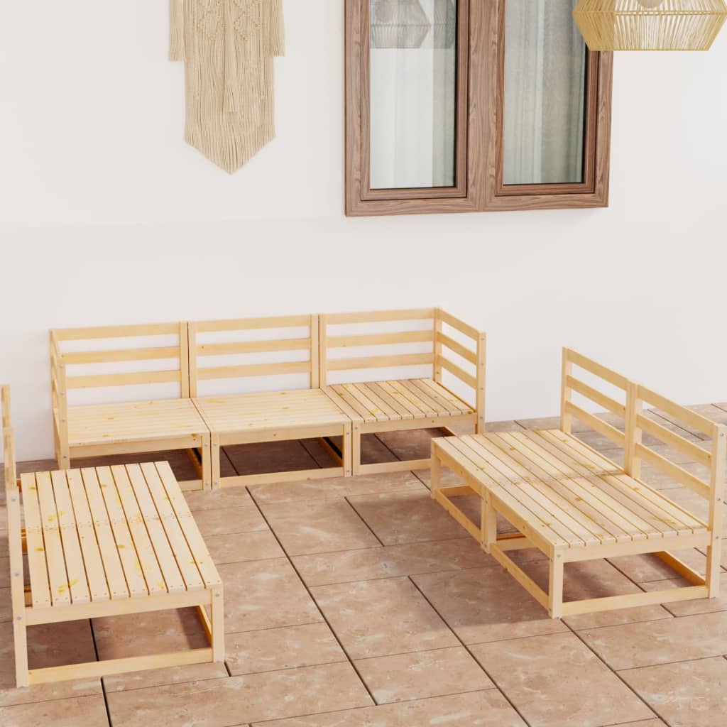 7 Piece Garden Lounge Set Solid Wood Pine