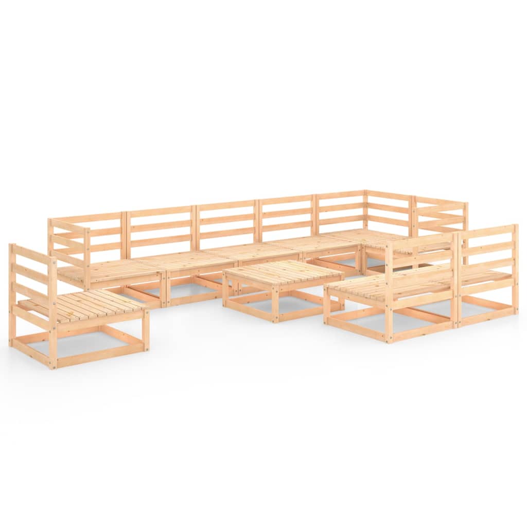10 Piece Garden Lounge Set Solid Wood Pine