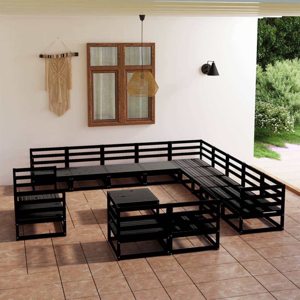 14 Piece Garden Lounge Set Solid Pinewood