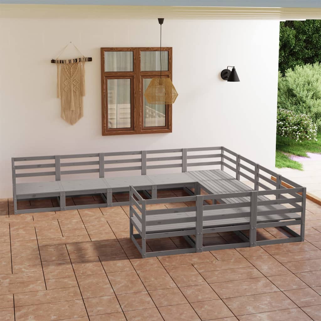 10 Piece Garden Lounge Set Solid Pinewood
