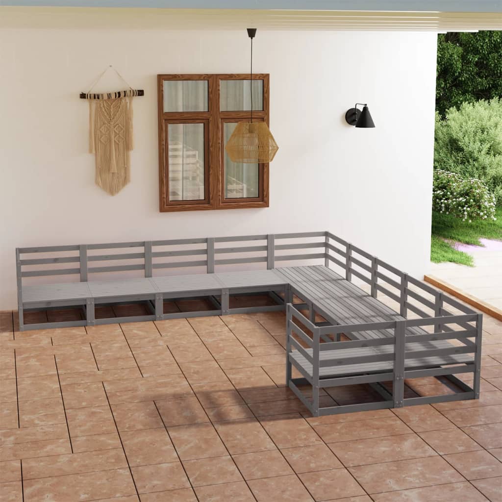 10 Piece Garden Lounge Set Solid Pinewood