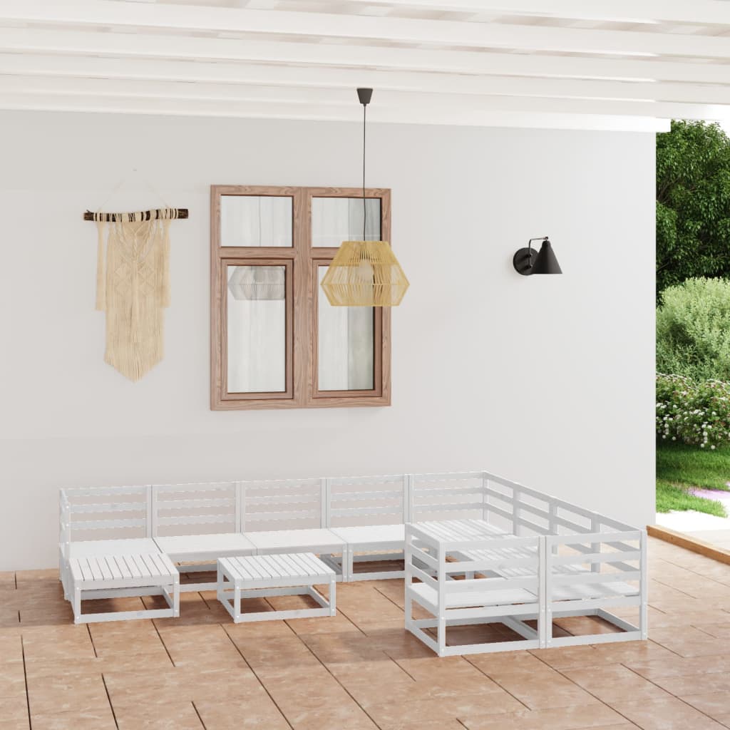 11 Piece Garden Lounge Set Solid Wood Pine