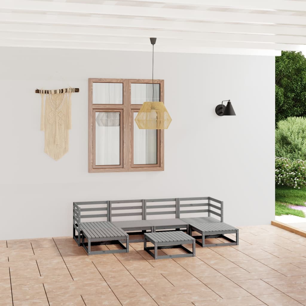7 Piece Garden Lounge Set Solid Wood Pine