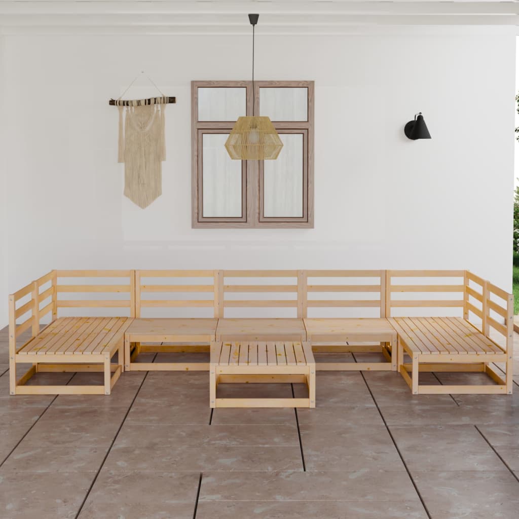 8 Piece Garden Lounge Set Solid Wood Pine