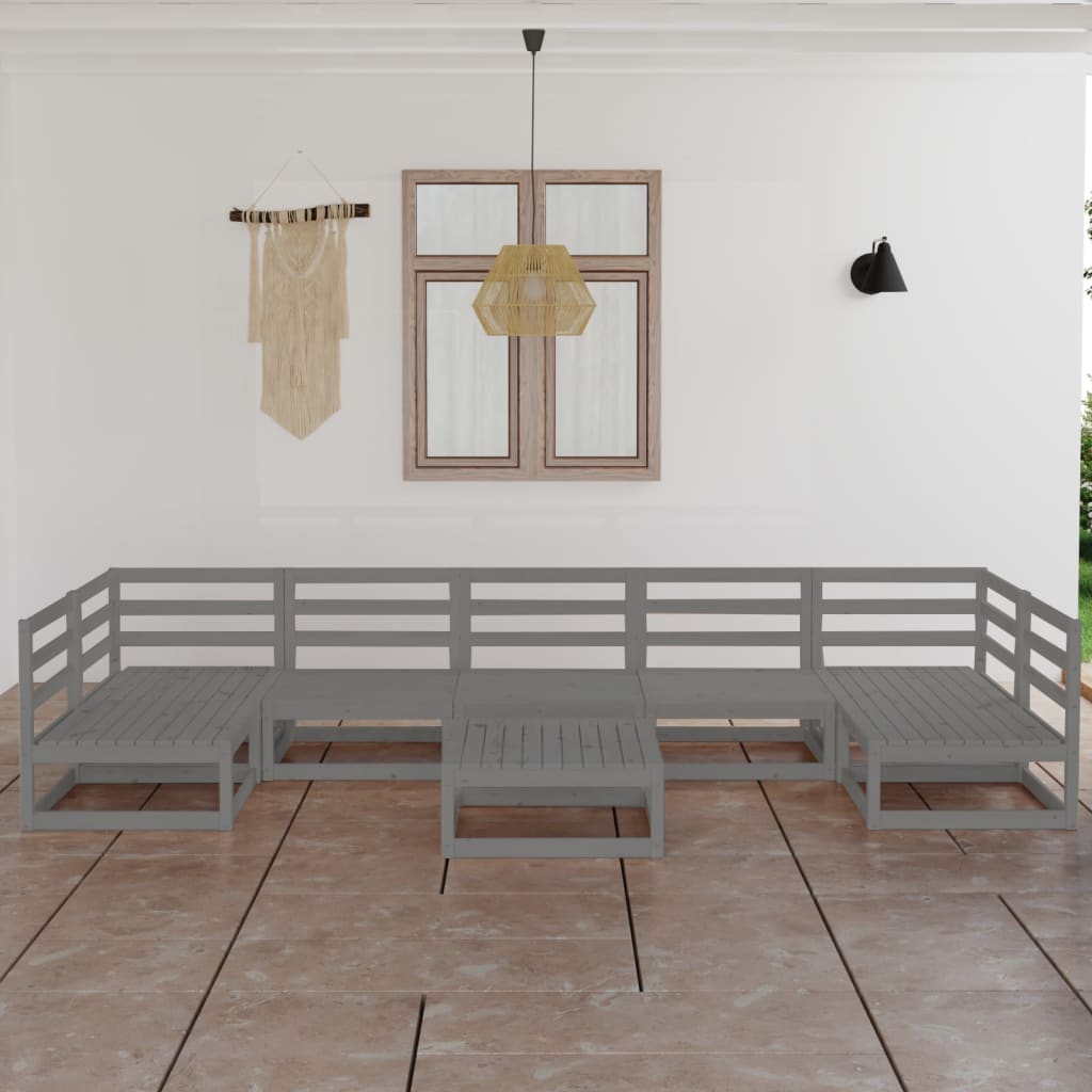 8 Piece Garden Lounge Set Solid Pinewood