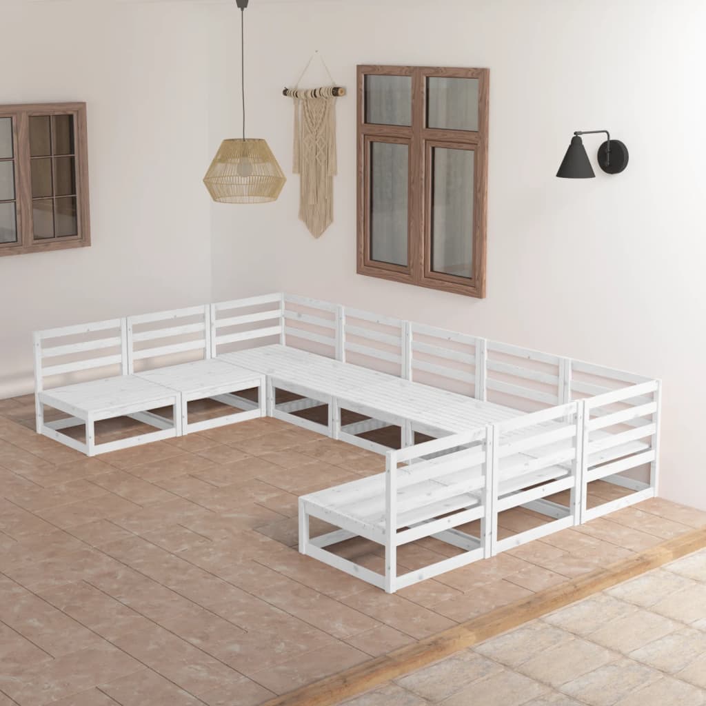 9 Piece Garden Lounge Set Solid Wood Pine