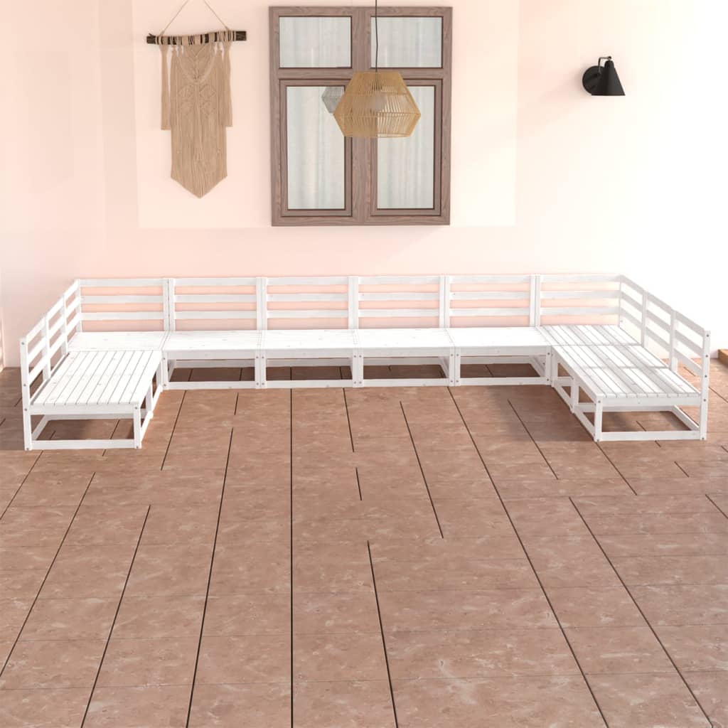 10 Piece Garden Lounge Set Solid Wood Pine